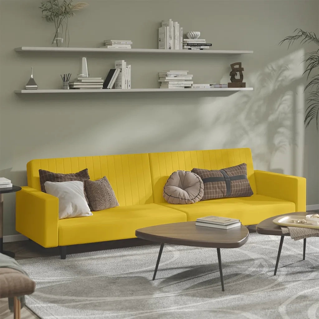 Divano Letto a 2 Posti Giallo in Vellutocod mxl 87903