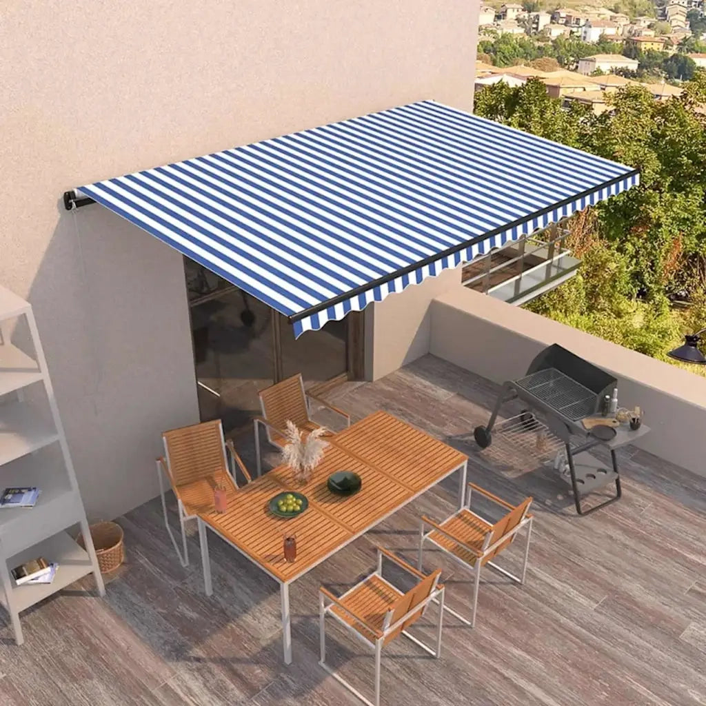 Tendada Sole Retrattile Manuale 500x350 cm Blu e Biancacod mxl 81697