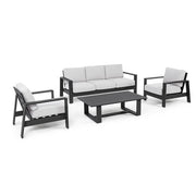 Set salotto 4 posti da esterno con cuscini in alluminio effetto legno - BALTIC