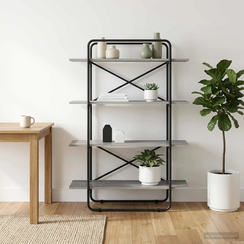 Libreria 4 livelli 100 x 35 x 140 cm PB Sonoma grigio 8007789