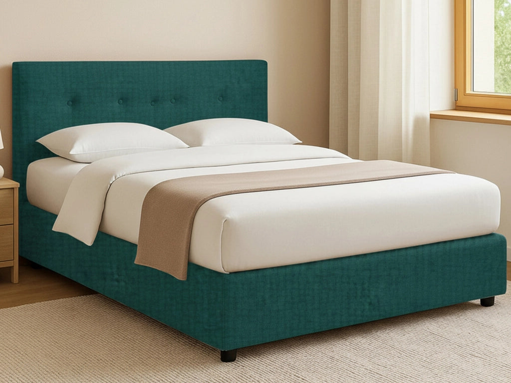 Bolton, Letto Piazza e Mezza Sfoderabile Made in Italy, Verde Petrolio