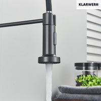 Bernd | Rubinetto cucina gastronomia con molla grigio titanio | flessibile in acciaio inossidabile |miscelatore ruotato di 360°Alta pressione 2 porte