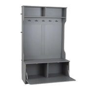 Mobile da ingresso 100 x 40 x 160 cm con panca e 5 doppi ganci per ottimizzare lo spazio contenitivo in legno grigio 20_0012696