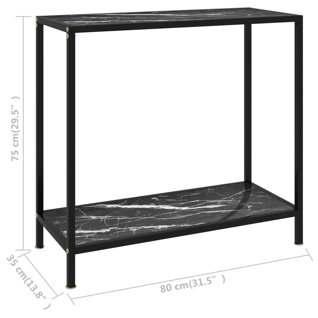 Tavolo Consolle | Tavolo d'Ingresso Nero 80x35x75 cm in Vetro Temperato