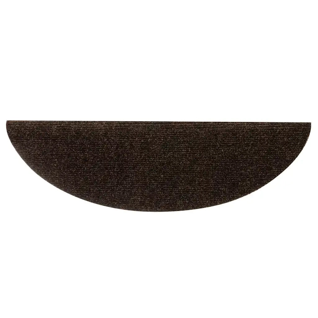 Tappetini per scale autoadesivi 10 pz 56x17x3 cm Marrone Semicircolari 149689