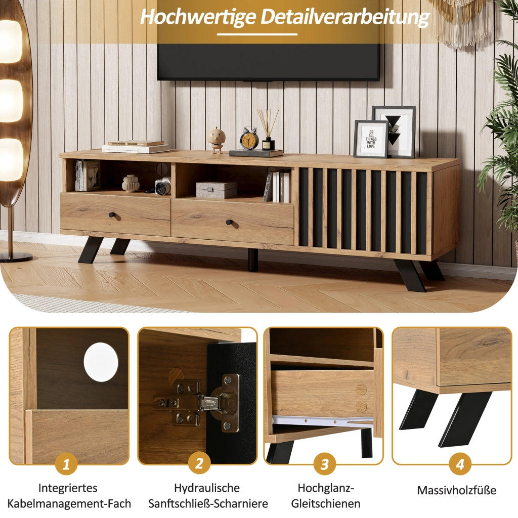 MOBILE TV 150 x 38 x 44 cm in truciolare effetto legno naturale e nero