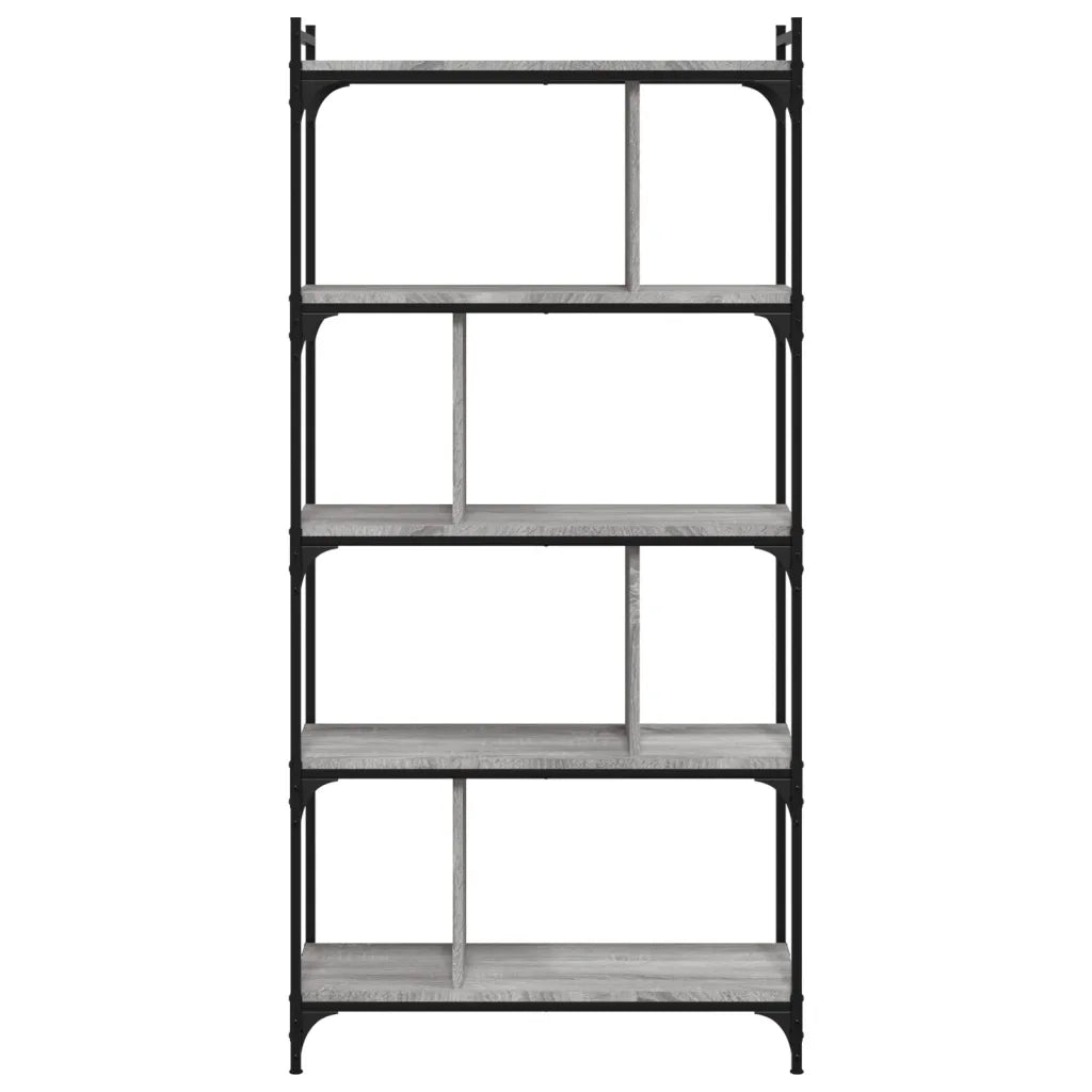Libreria Grigio Sonoma 5 Ripiani 76x32x158 cm Legno Multistrato 833943