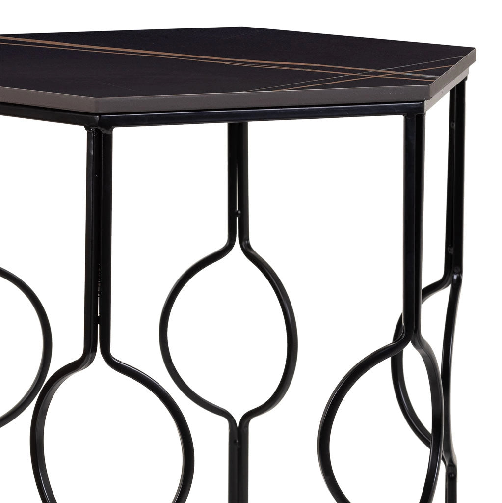 Set tavoli 2 pezzi metallo nero 34x34x52h-39x39x57h cm