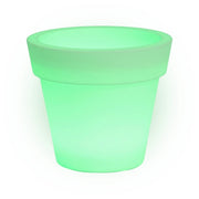 Vaso luminoso moderno di design Ø110 H95 in polimero resistente con LED verde per interno ed esterno - Made in Italy - Monacis