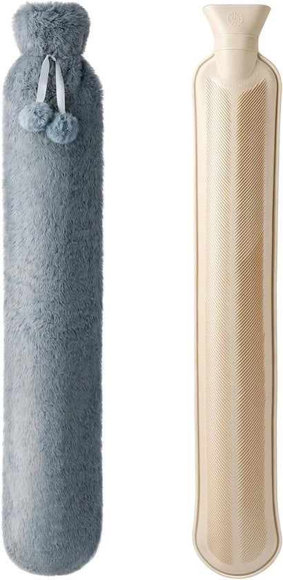 Kruik a acqua calda lunga con rivestimento morbido 2 litri collo-spalla 73 x 13 cm certificato