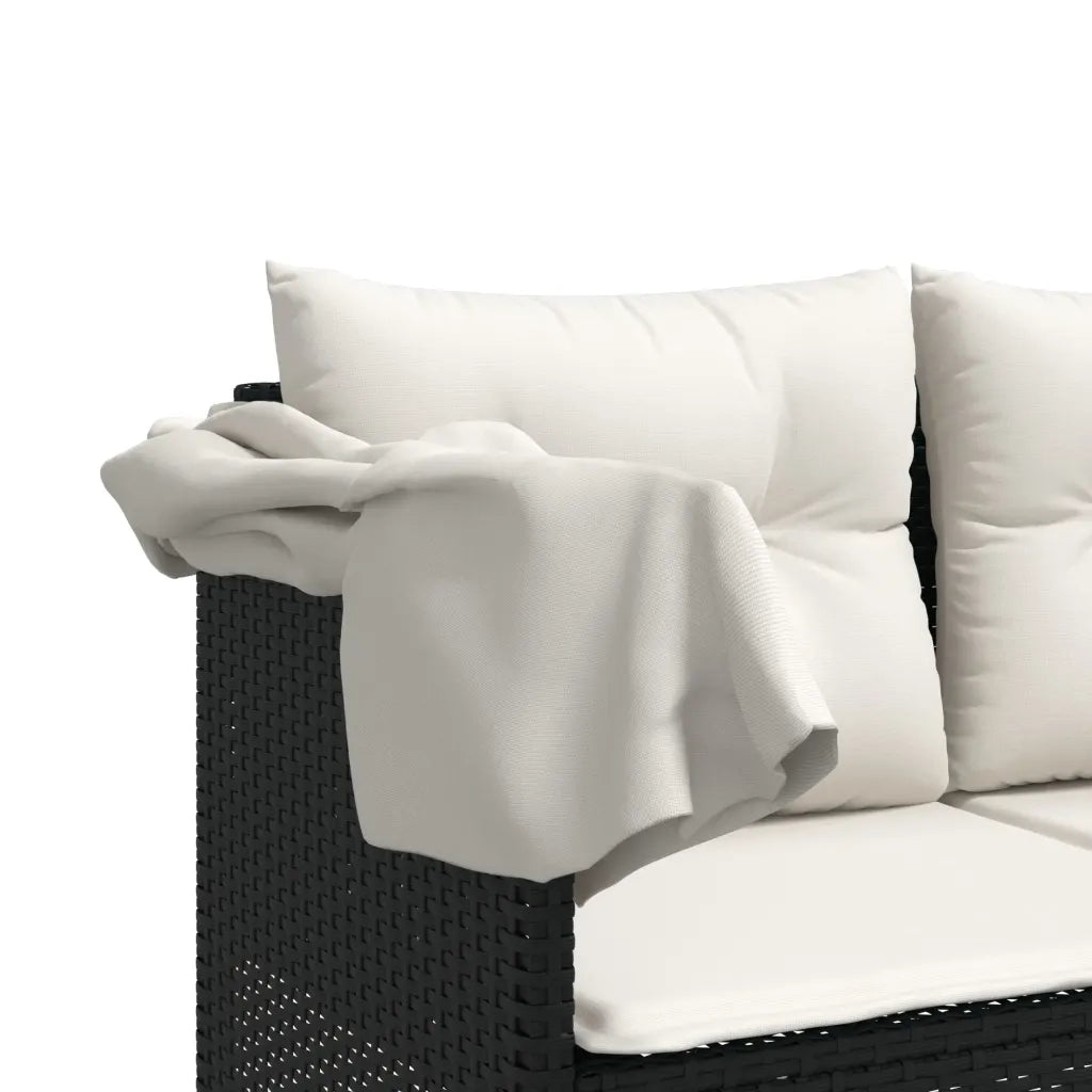Set Divani da Giardino 5 pz con Cuscini in Polyrattan Nero 3261527
