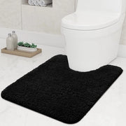 Mat antiscivolo morbido con foro 51 x 61 cm, tappeto assorbente per bagno, wc, lavabile, tappeti per bagno, nero