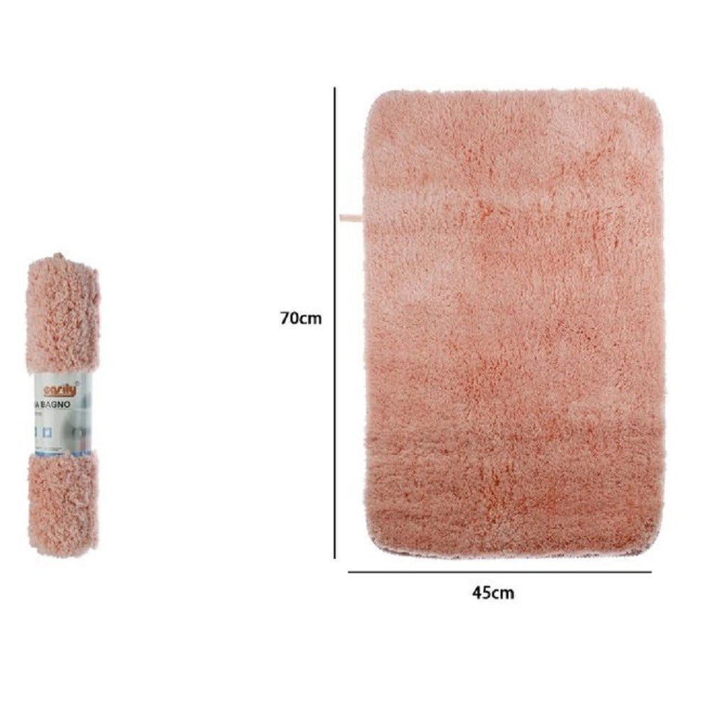 Trade Shop - Tappeto Tappetino In Tessuto Morbido Per Arredo Bagno 45x70 Cm Colore Rosa 79922 -