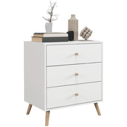 Com¨° 3 Cassetti Design Scandinavo ¨C zephmum ¨C MDF Bianco Legno Massello Pino