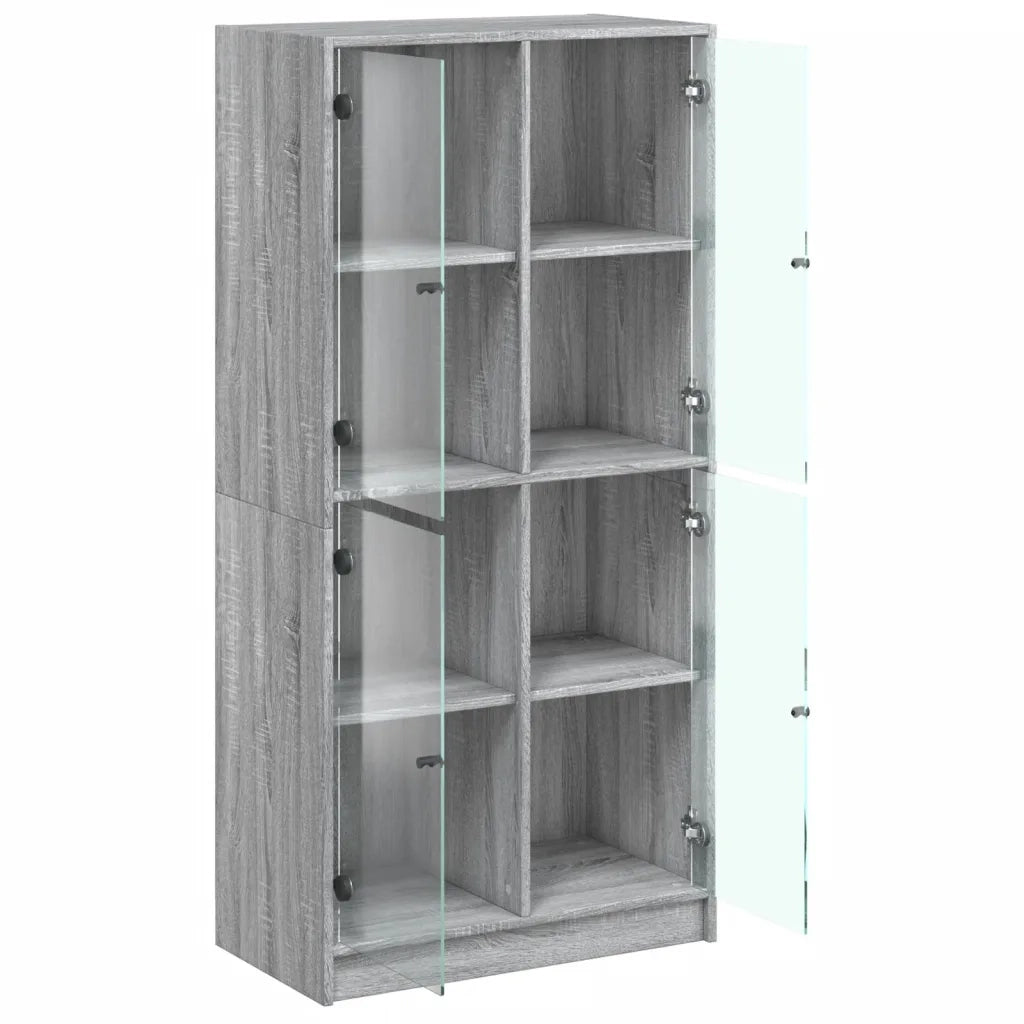Credenza con Ante Grigio Sonoma 68x37x142 cm Legno Multistrato 116601