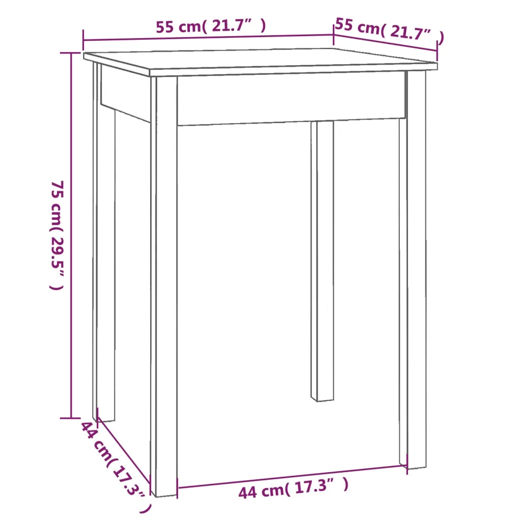 Tavolo da Pranzo Bianco 55x55x75 cm in Legno Massello di Pino 814255