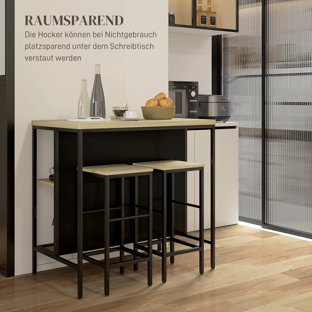 Set Bar 2 Sedie & 1 Tavolo ¨C zephmum ¨C Nero/Rovere 80x120x75