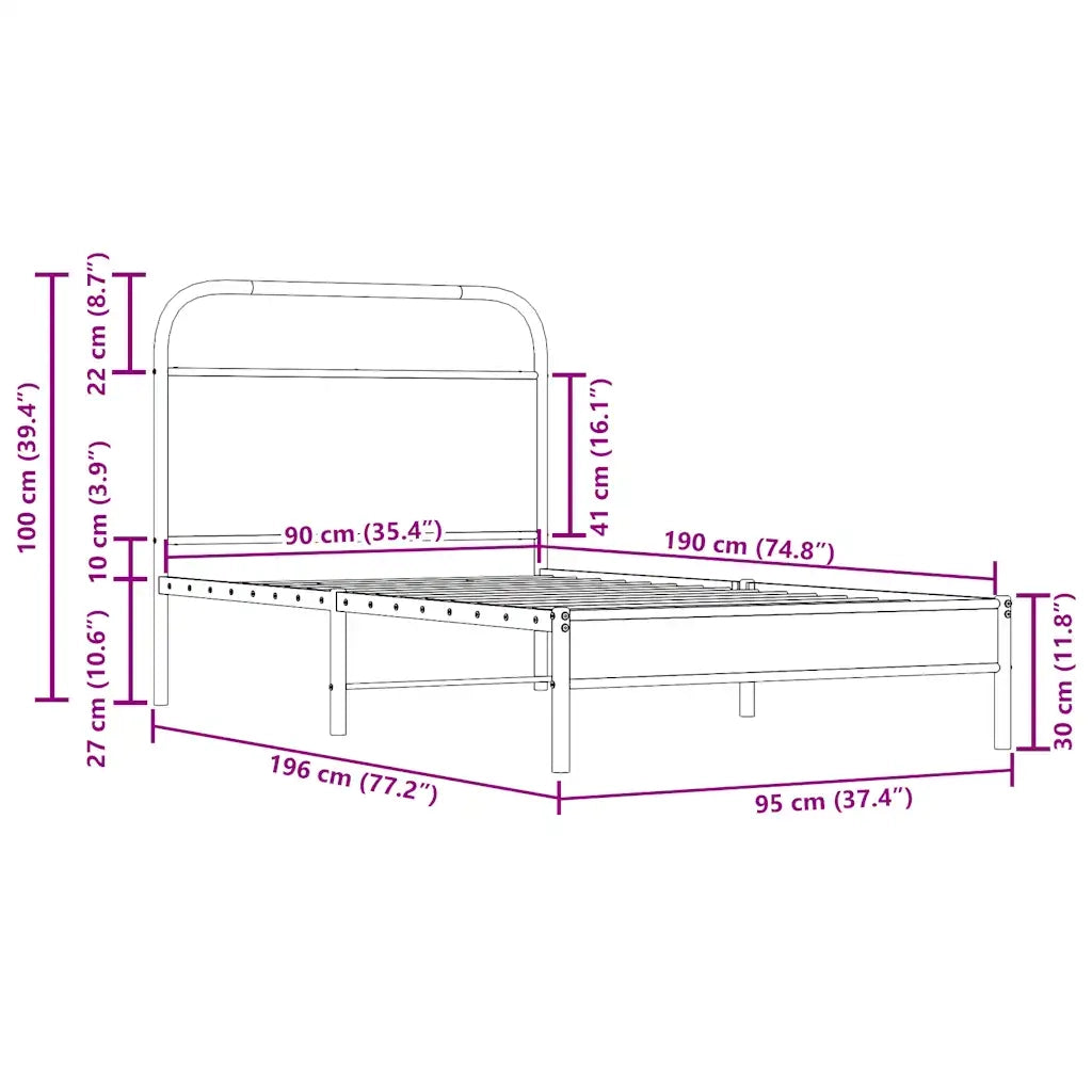 Giroletto senza Materasso Rovere Fumo 90x190 cm in Truciolato 4100348