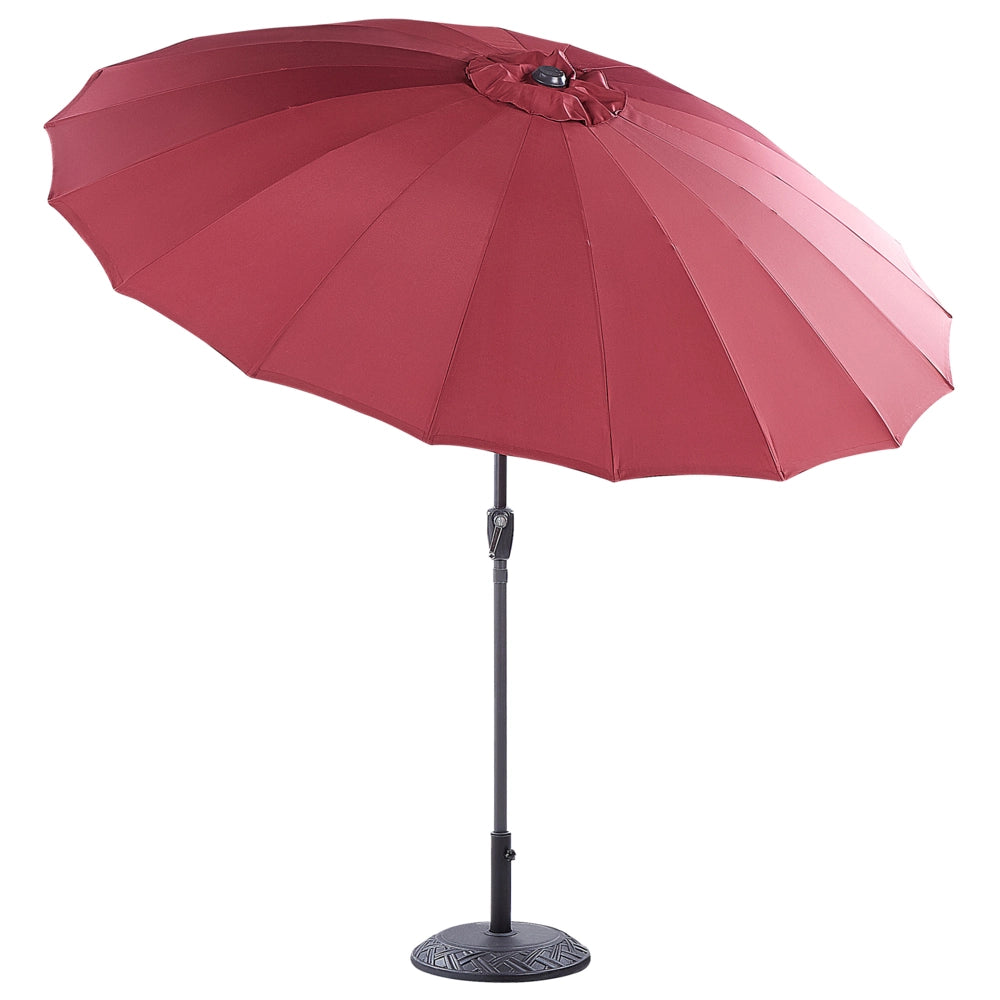 Ombrellone tessuto rosso scuro palo in acciaio ⌀ 255 cm ottagonale da esterno a manovella inclinabile resistente ai raggi uv