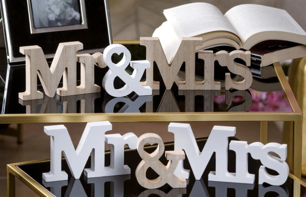 Set 3 Pezzi Decorazione Casa da Appoggio in Leno MDF Scritta 2 Colori