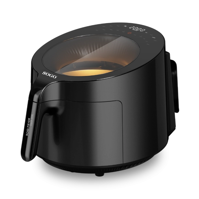 Friggitrice ad aria 5L 1500W con finestra trasparente, 12 programmi e temperatura 80-200°C, display touch - Sogo