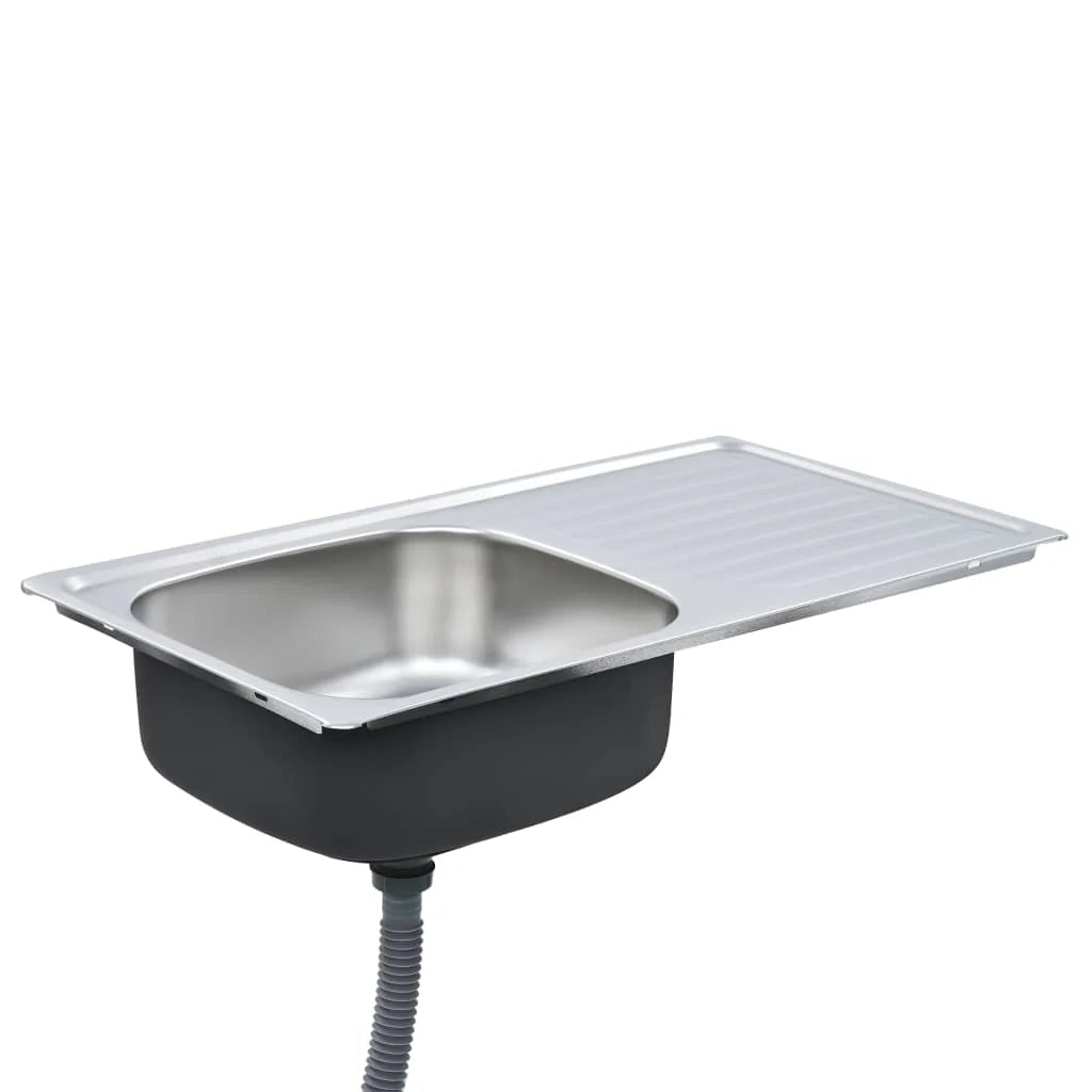Lavello da cucina con filtro e sifone lavello rettangolare da incasso 75 x 40 cm acciaio inox resistente e durevole adatto per uso interno 02_0002358