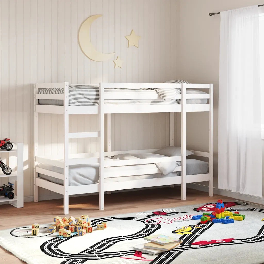 Letto a Castello senza Materasso Bianco 90x190cm Massello Pino 3284222