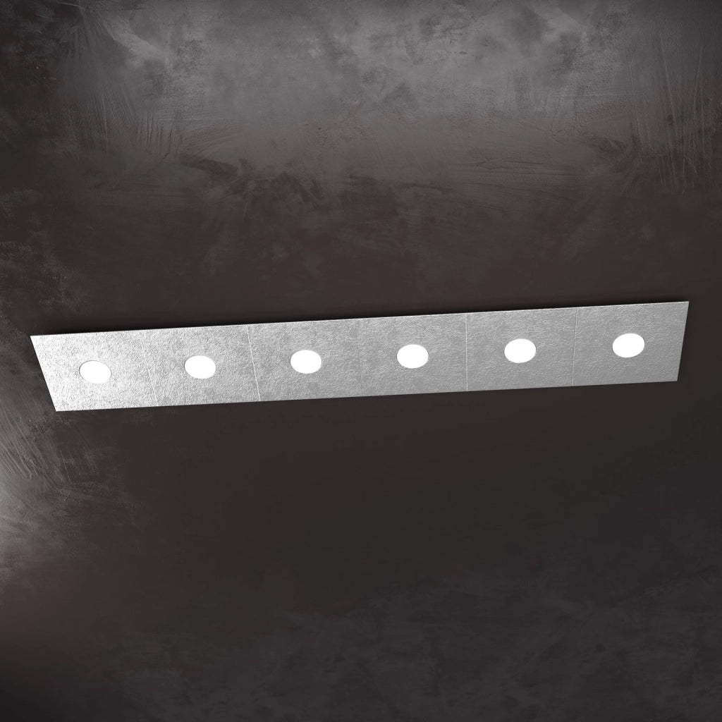 ECCENTRIC APPLIQUE-PLAFONIERA 6 LUCI FOGLIA ARGENTO 1156-6L-FA