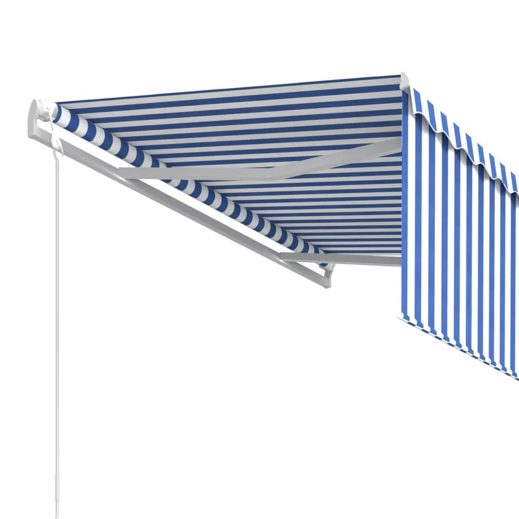 Tenda Sole Retrattile Automatica Parasole 3,5x2,5m Blu Bianco 3069286