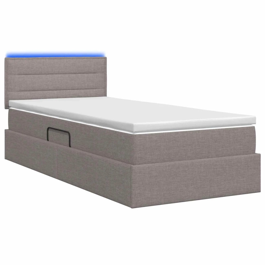 Letto con contenitore LED e materasso Tortora 90 x 200 cm 3458976