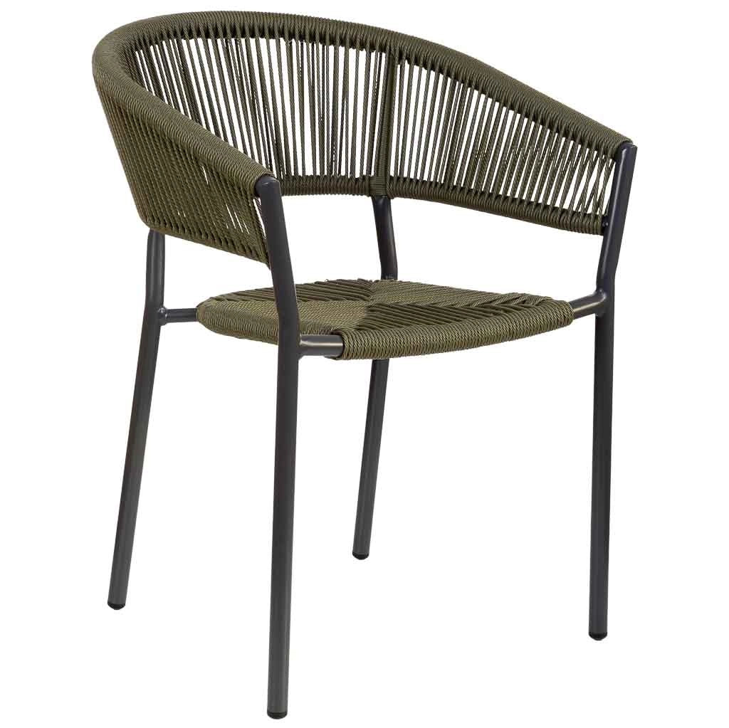 Sedia in rattan sintetico verde 56x61x78
