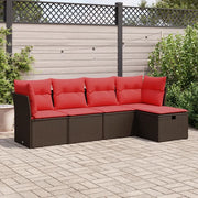 vidaXL Set Divano da Giardino 5 pz con Cuscini Marrone in Polyrattan