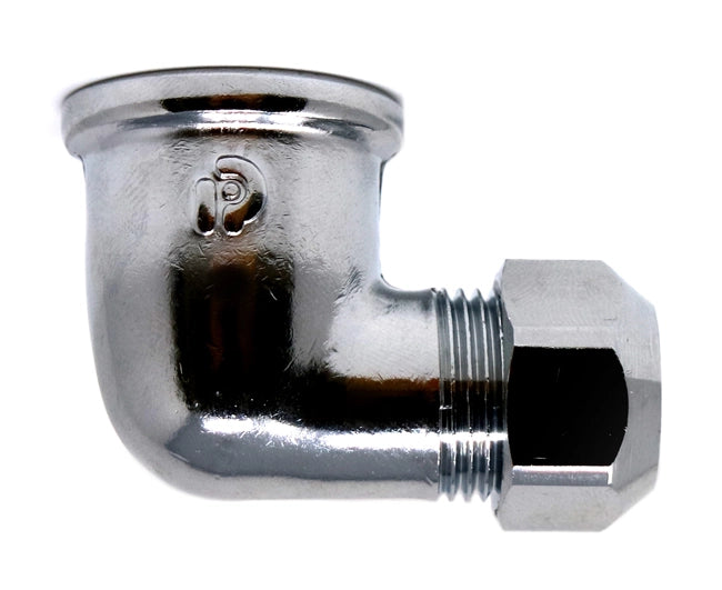 RACCORDO CURVO FEMMINA A TENUTA PTFE PER TUBO RAME CROMATO SERIE 6900 1/2X Ø 12    PETTINAROLI