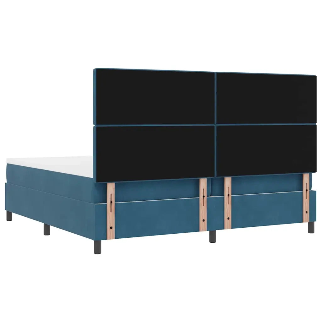 Letto a Sorgente LED Blu Scuro 200 x 200 cm Velluto 3343272