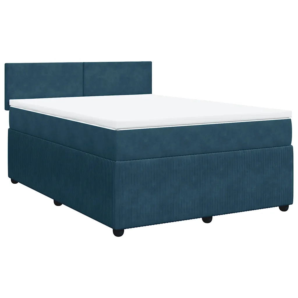 Giroletto a Molle con Materasso Blu 140x190 cm in Velluto