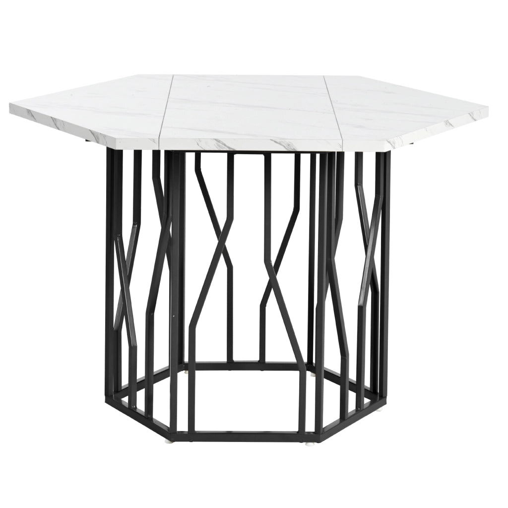 Set Tavolo da Pranzo Esagonale e 4 Sedie ¨C MINIMAL ¨C Marmo, Velluto Verde