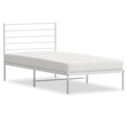 Letto singolo | Letto per adulti | Giroletto con Testiera Metallo Bianco 90x190 cm