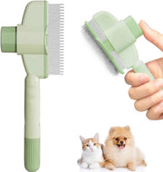 Ferrata Premium - Kam per cani con pulsante autoigienizzante - Spazzola in acciaio inossidabile per eliminare parassiti e arruffature - Verde - Prenditi cura del tuo animale domestico con facilità!