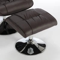 Poltrona massaggiante a 5 punti e riscaldante, girevole a 360°, rivestita in pelle PU, 79x79x106 cm, Marrone