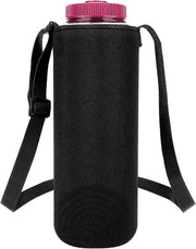 Supporto per bottiglia in neoprene con cinghia - Adatto per bottiglie Nalgene Sustain Wide Mouth 50oz - Nero.