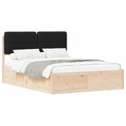 Letto matrimoniale | Letto per adulti | Letto con Testiera Rivestita Nero 140 x 190 cm Pino massello