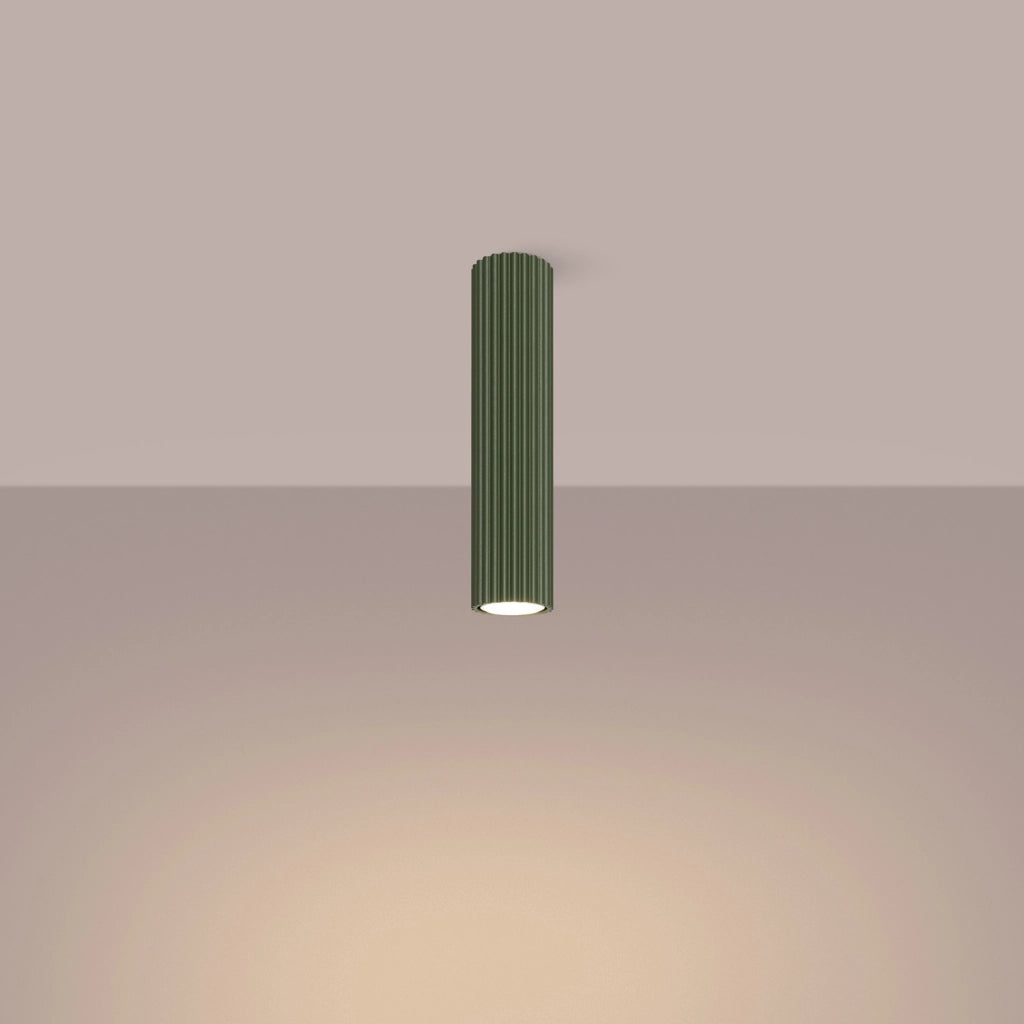 Spot soffitto moderno verde oliva tubolare GU10 30cm