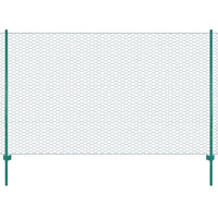Rete per Recinzione con Pali in Acciaio 25x1,5 m Verde cod mxl 9568