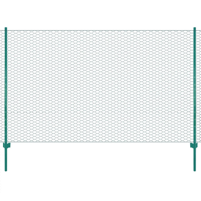 Rete per Recinzione con Pali in Acciaio 25x1,5 m Verde cod mxl 9568