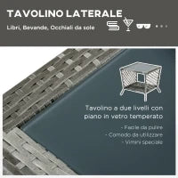 Mobili da Giardino Set 2 Pz in Rattan Chaise Longue e Tavolino da Caffè