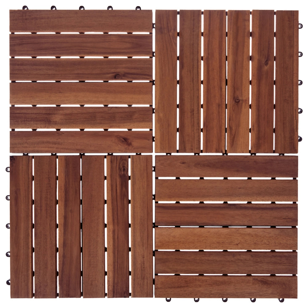 Pavimento in legno di acacia certificato marrone per esterni con base in plastica resistente all'acqua