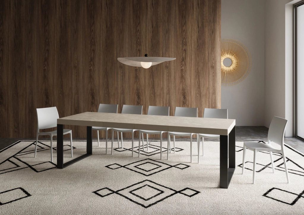 Tavolo Allungabile 160-264x90x77 cm Tecno Premium Cashmere Telaio Antracite
