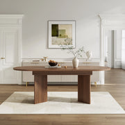 Tavolo da pranzo allungabile 120/160 × 80 cm in MDF color noce, per 4–8 persone, con angoli arrotondati