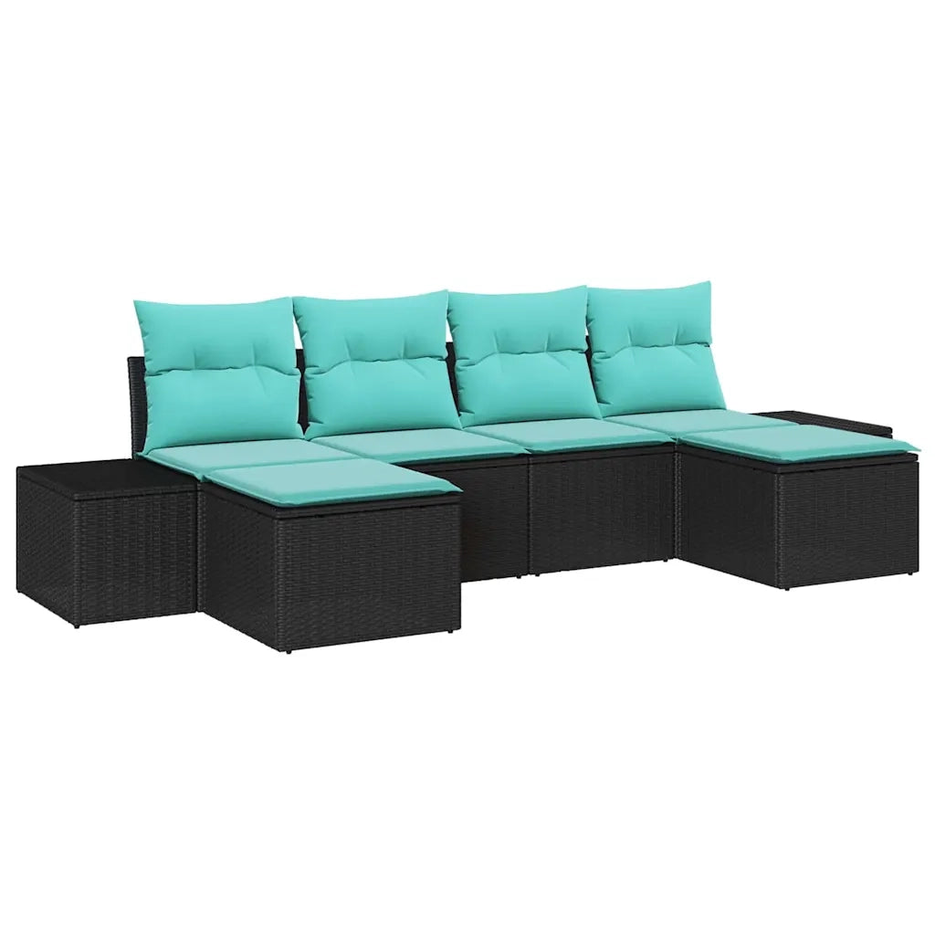 Set Divano da Giardino 6 pz Nero polyrattan 3347176