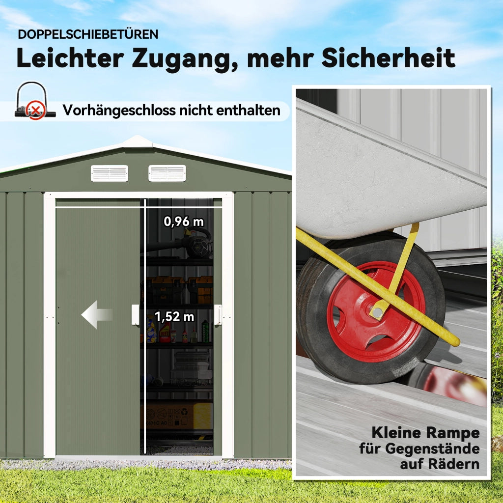 Casetta da giardino in metallo ¨C Minimal ¨C verde chiaro 277x195x192 cm